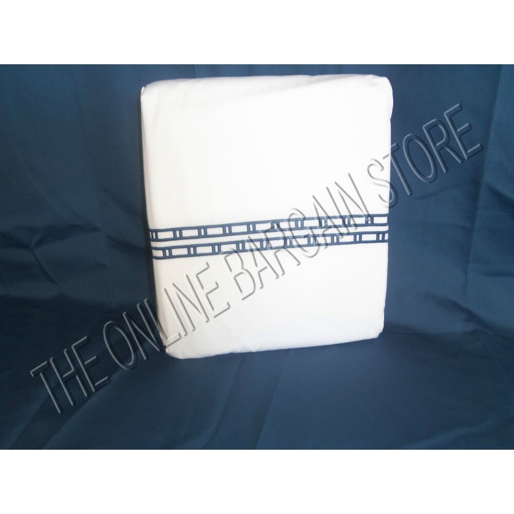 Pottery Barn Sutter Ink Blue Contemporary Embroidered Bed Duvet King California